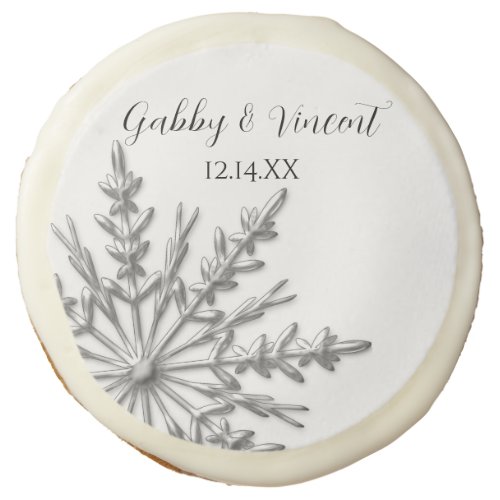 Silver Tone Snowflake Winter Wedding Favor Sugar Cookie