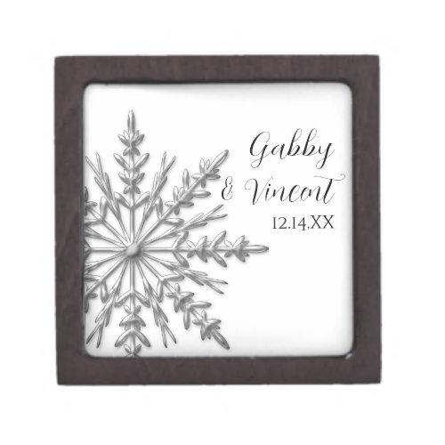 Silver Tone Snowflake Winter Wedding Jewelry Box