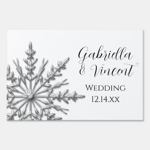 Silver Tone Snowflake Winter Wedding Sign