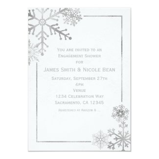 Silver Tone Snowflakes Holiday Winter Invitation
