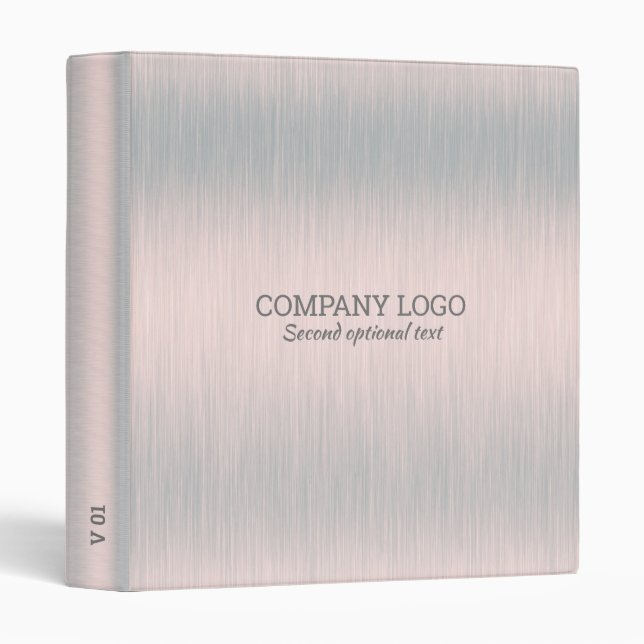Silver tones brushed aluminum texture 3 ring binder (Front/Spine)