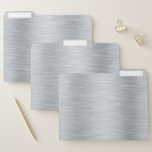 Silver tones metallic brushed aluminum texture file folder