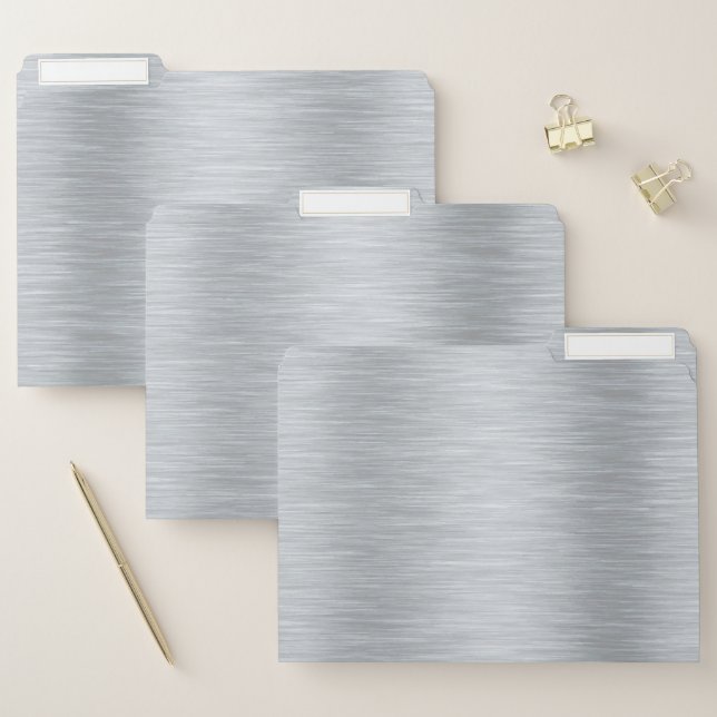 Silver tones metallic brushed aluminum texture file folder (Set)