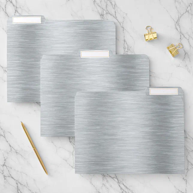 Silver tones metallic brushed aluminum texture file folder | Zazzle
