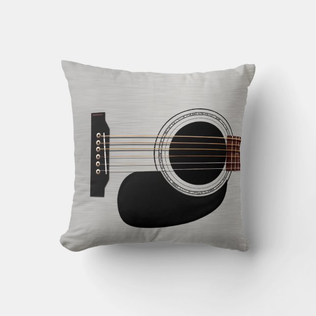 Silver Top Acoustic Guitar Throw Pillow (Front)