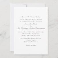 Silver Traditional Classic Formal Elegant Wedding  Invitation