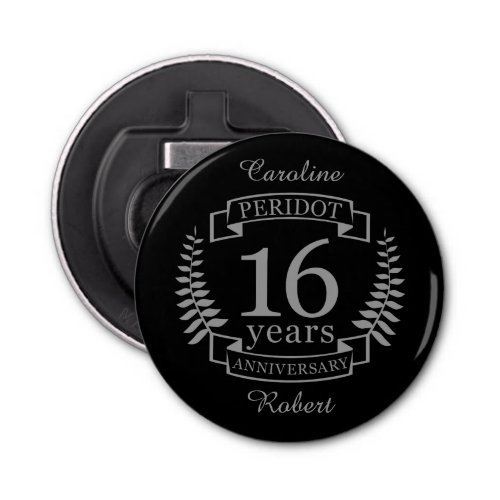 Silver Traditional wedding anniversary 16 years Bottle Opener