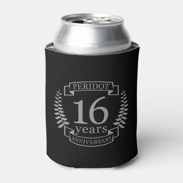 Silver Traditional wedding anniversary 16 years Can Cooler (Can Front)