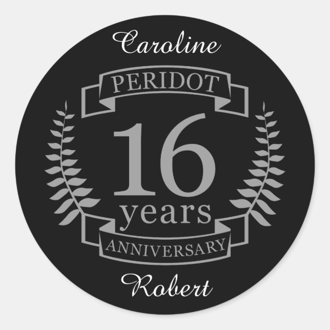 Silver Traditional wedding anniversary 16 years Classic Round Sticker (Front)