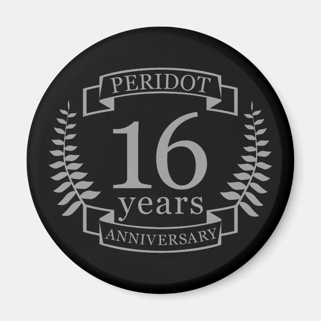 Silver Traditional wedding anniversary 16 years Magnet (Front)