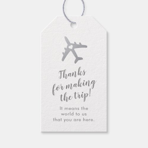 Silver Travel Theme Airplane Destination Wedding Gift Tags