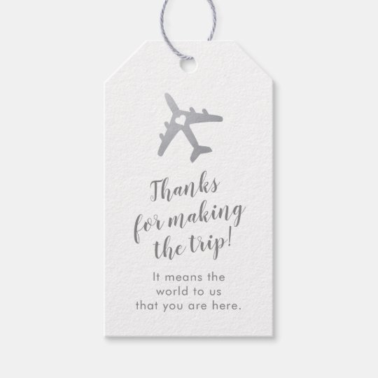 Silver Travel Theme Airplane Destination Wedding Gift Tags