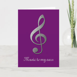 silver treble clef holiday card