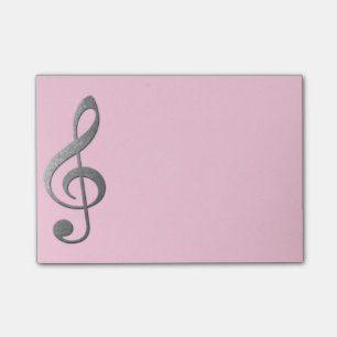 "silver" treble clef sticky notes pad