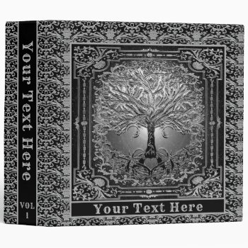 Silver Tree Of Life Add Text 3 Ring Binder by thetreeoflife at Zazzle