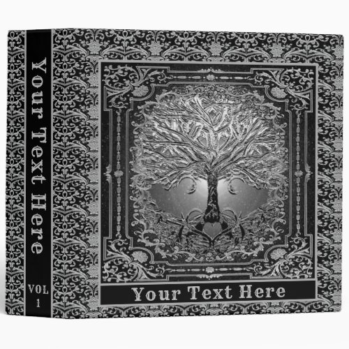 Silver Tree of Life Add Text 3 Ring Binder