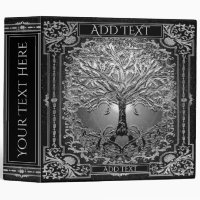 Silver Tree of Life Ancient Rustic Inner Light 3 Ring Binder
