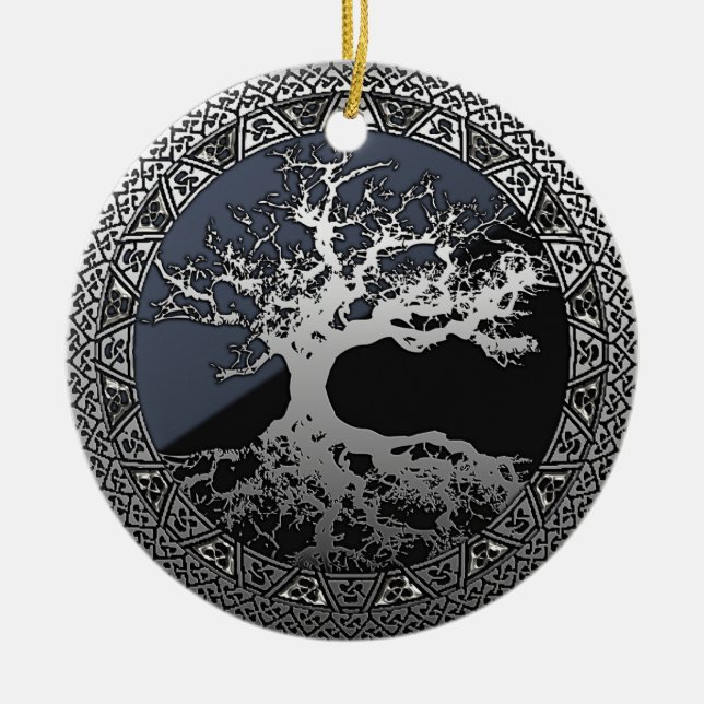 Silver Tree of Life Ceramic Ornament (Front)