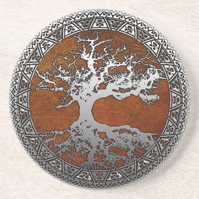 Silver Tree of Life Sandstone Coaster (Front)