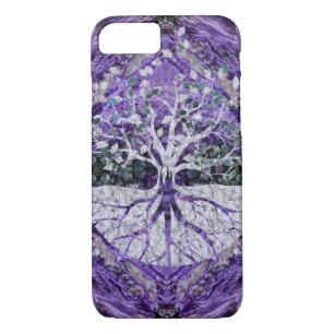 Silver Tree of Life Yggdrasil on Amethyst Geode iPhone 8/7 Case
