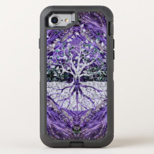 Silver Tree of Life Yggdrasil on Amethyst Geode OtterBox Defender iPhone SE/8/7 Case