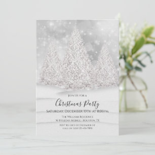 Silver Tree's Snowy Wintry Scene Christmas Invitation