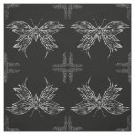 Silver Tribal Butterfly Goth Quilt Block Fabric