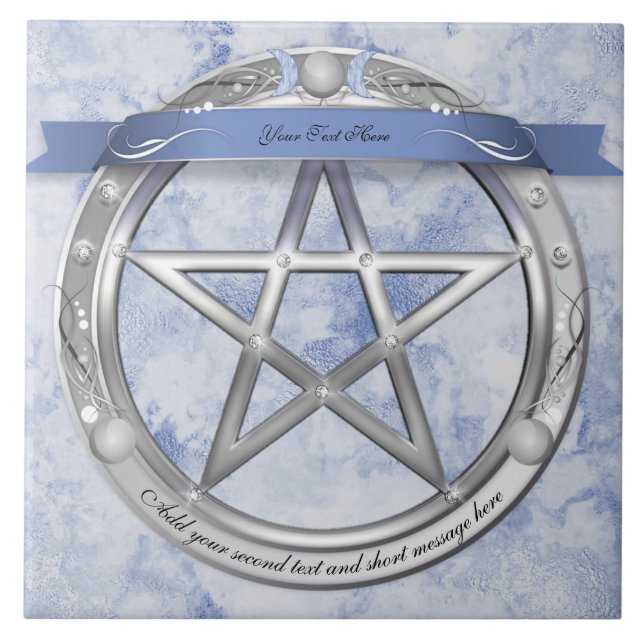 Silver Triple Moon Diamond Star Altar Tile (Front)