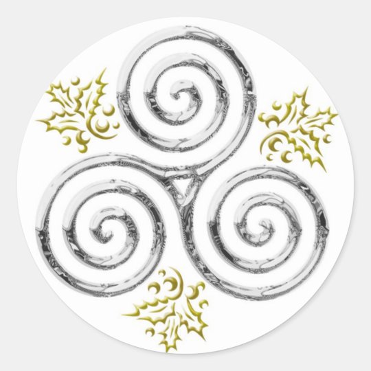 Silver Triple Spiral & Holly - Sticker