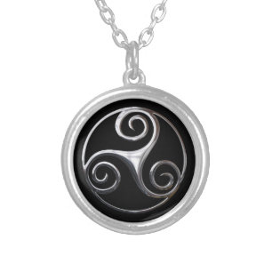 Silver Triskelion Plated Necklace