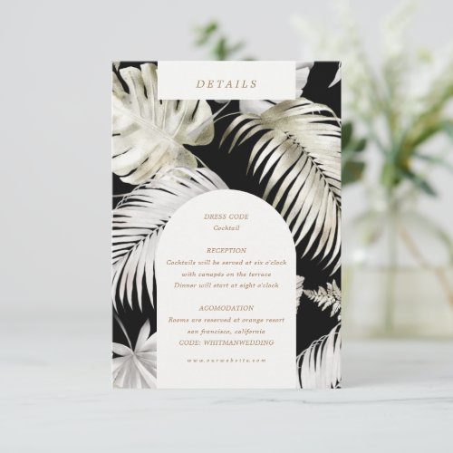 silver tropical foliage reception details enclosur enclosure card