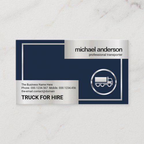 Silver Truck Box Border Frame Logistics Driver Business Card
