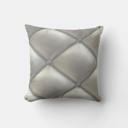 Silver Tufted Leather Look Pillow