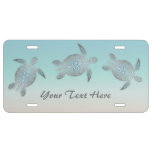 Silver Turquoise Hawaii Turtles Add Text License Plate at Zazzle