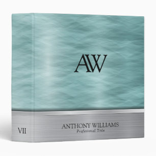 Silver & Turquoise Metallic Background 3 Ring Binder