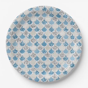 Silver Turquoise Pearl Glitter Mermaid       Paper Plates
