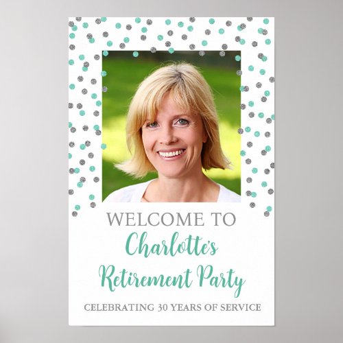 Silver Turquoise Retirement Party Custom 12x18  Poster
