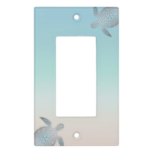 Silver Turquoise Sea Turtles Beach Style Maritime  Light Switch Cover