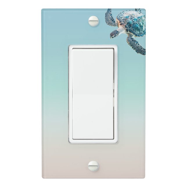 Silver Turquoise Sea Turtles Beach Style Maritime  Light Switch Cover (In Situ)