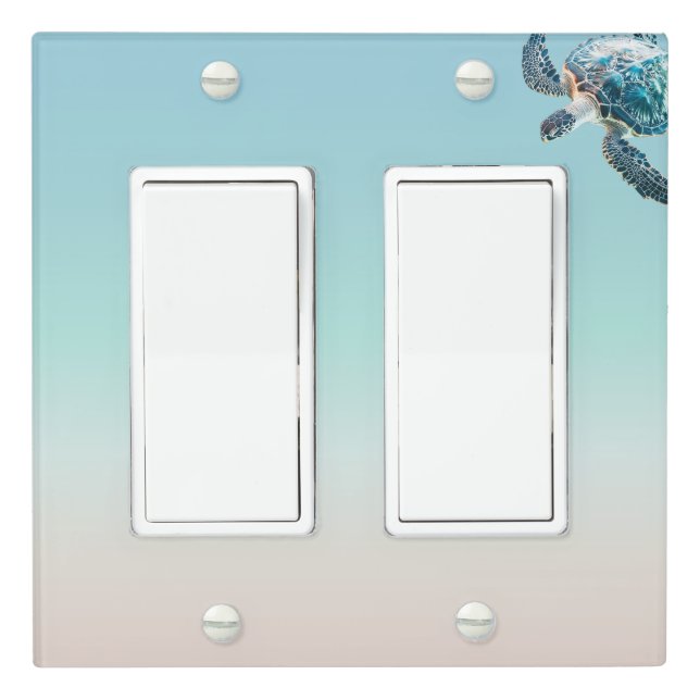 Silver Turquoise Sea Turtles Beach Style Maritime  Light Switch Cover (In Situ)