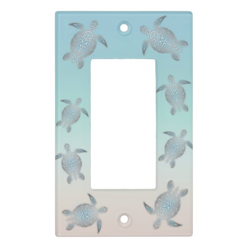 Silver Turquoise Sea Turtles Beach Style Maritime Light Switch Cover