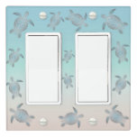 Silver Turquoise Sea Turtles Coastal Maritime Light Switch Cover