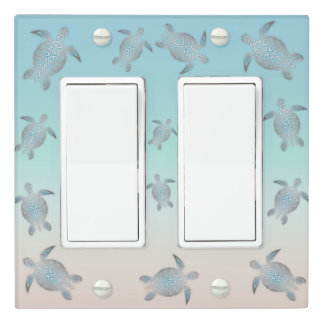 Silver Turquoise Sea Turtles Coastal Maritime Light Switch Cover