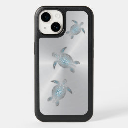 Silver Turquoise Sea Turtles Coastal Modern OtterBox iPhone 14 Case