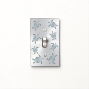 Silver Turquoise Sea Turtles Light Switch Cover