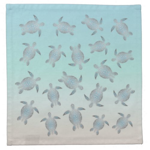 Silver Turquoise Sea Turtles Pattern Cloth Napkin