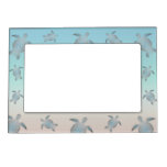 Silver Turquoise Sea Turtles Pattern Magnetic Frame at Zazzle