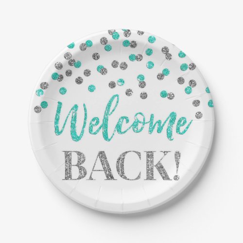 Silver Turquoise Welcome Back Paper Plates