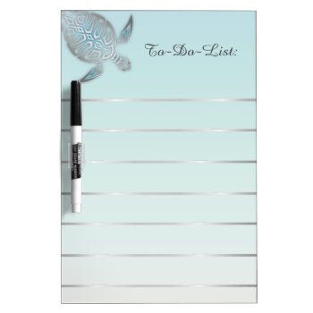 Silver Turtle Lines Add Name Coastal Turquoise  Dry Erase Board by NinaBaydur at Zazzle