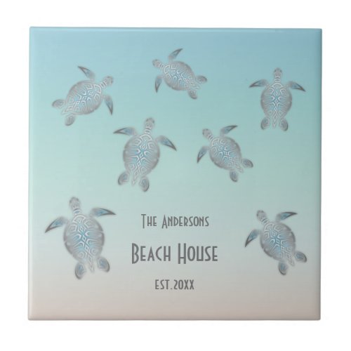 Silver Turtles Beach Style Ceramic Tile